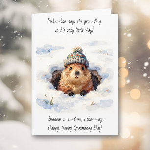 Sweet Groundhog Day   Peek-a-boo Poem Card