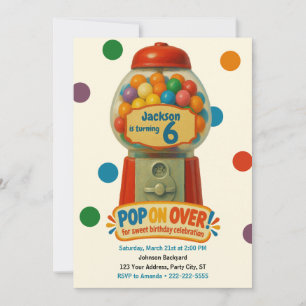 Sweet Gumball Candy Kids Birthday Party Invitation