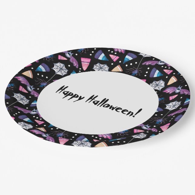 Sweet Halloween-Black Party Plates (Angled)