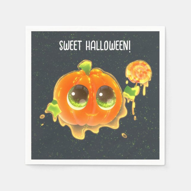 Sweet Halloween Party Paper Napkin with Pumpkin  (Front)