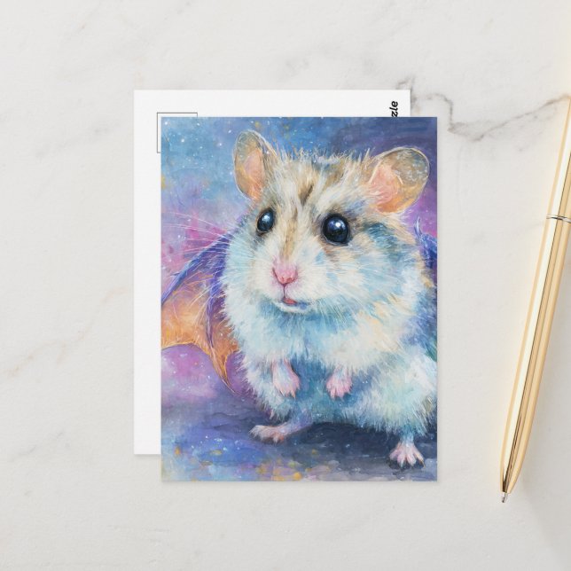 Sweet Hamster Dragon Postcard (Front/Back In Situ)
