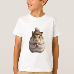 Sweet Hamster in Knit Beanie Kids T-Shirt