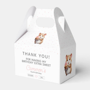 Sweet Hamster, Pink Cupcake Children's Birthday  Favor Box
