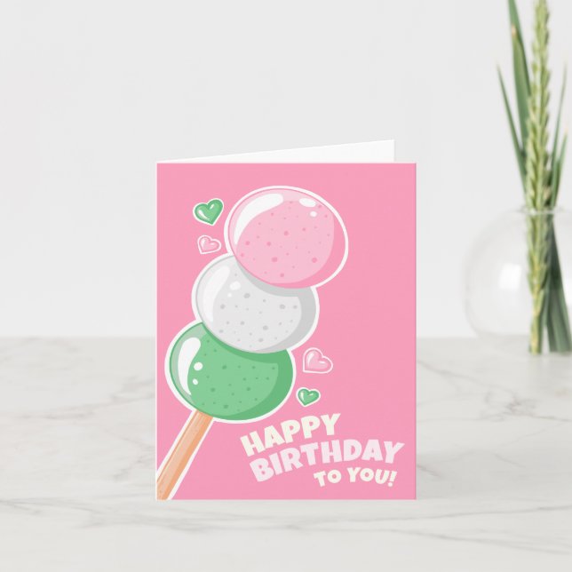 Sweet Hanami Dango Happy Birthday Card (Front)