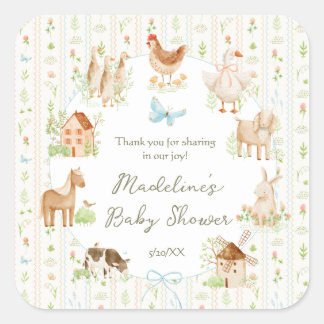 Sweet Handpainted Grandmillenial Farm Baby Shower Square Sticker