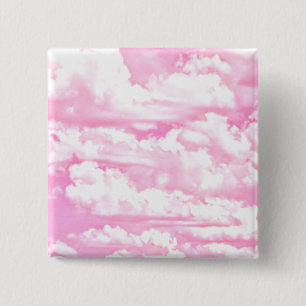 Sweet Happy Fuchsia Pink Clouds 2 Inch Square Button