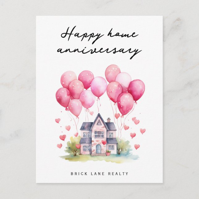 Sweet Happy Home Anniversary Realty Postcard (Front)