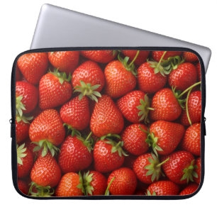 Sweet Harvest Realistic Strawberry Pattern Laptop Sleeve