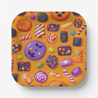 Sweet Haul Halloween Candy Spread Paper Plate