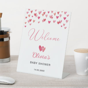 Sweet Heart Baby Shower Welcome Pedestal Sign