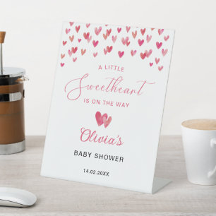 Sweet Heart Baby Shower Welcome Pedestal Sign