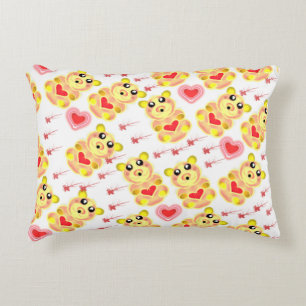 Sweet Heart Bear Nursery Pattern Accent Pillow