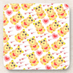 Sweet Heart Bear Nursery Pattern Coaster