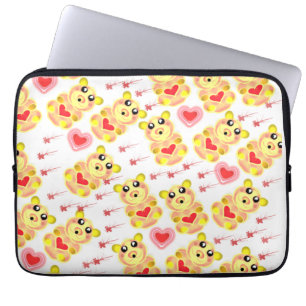 Sweet Heart Bear Nursery Pattern Laptop Sleeve