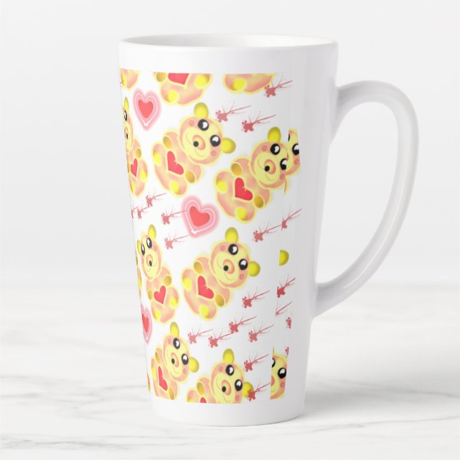 Sweet Heart Bear Nursery Pattern Latte Mug (Right)
