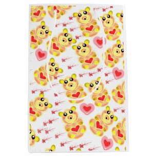 Sweet Heart Bear Nursery Pattern Medium Gift Bag