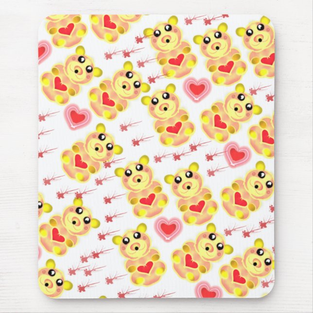Sweet Heart Bear Nursery Pattern Mouse Pad (Front)
