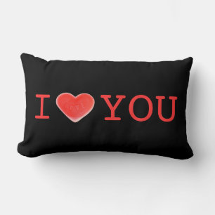Sweet Heart Black 'I Heart You' red lumbar Pillow