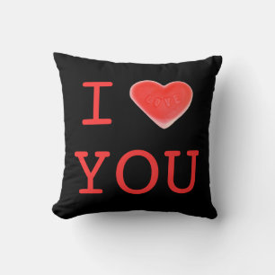 Sweet Heart Black 'I heart You' two sides square Throw Pillow