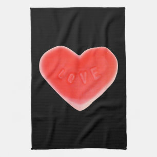 Sweet Heart Black kitchen towel