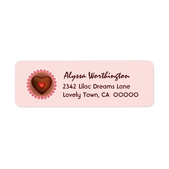 Sweet Heart Chocolate Candy A01 Return Address Label