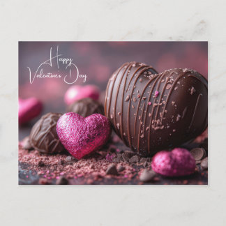 Sweet heart chocolate chocolate valentine postcard