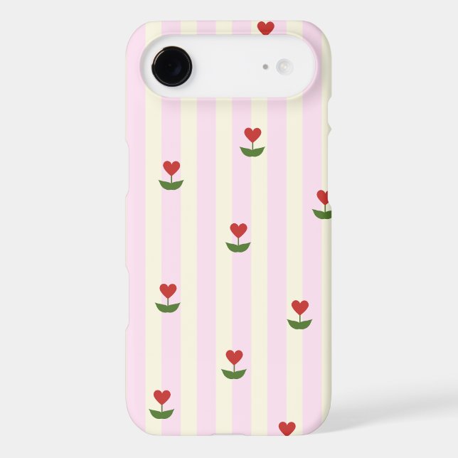 Sweet Heart Flower Pattern – Soft Pink Striped  (Verso)