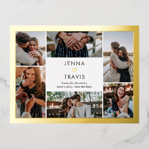 Sweet Heart FOIL Collage Enregistrer La Date Carte