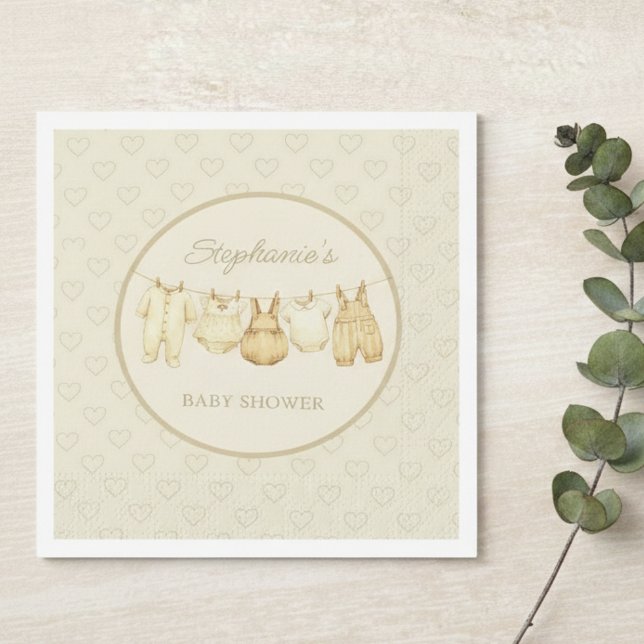 Sweet Heart Pattern Baby Shower Napkin (Gender neutral baby shower napkin)