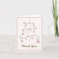Sweet Heart Pink Baby Girl Mobile Thank You Card