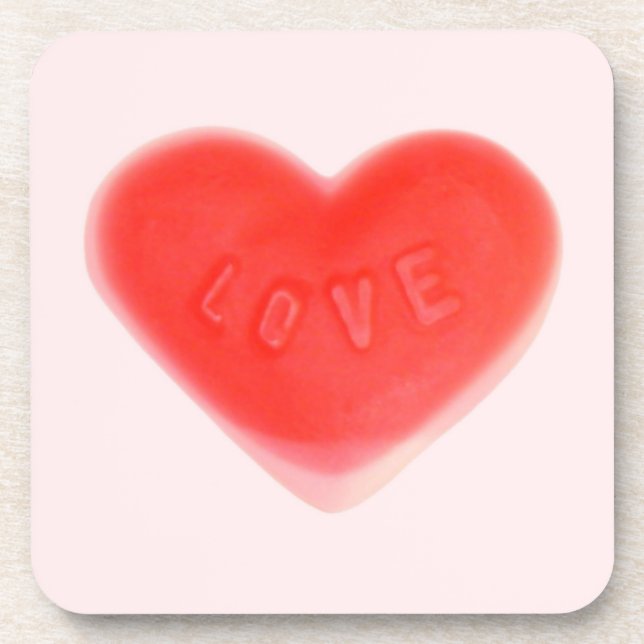 Sweet Heart Pink cork coaster set (Front)