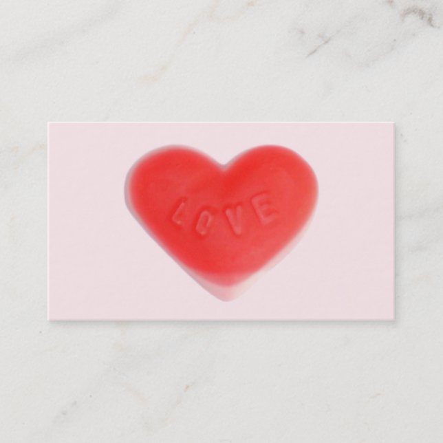 Sweet Heart Pink 'your text' business card red (Front)