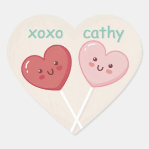 Sweet Heart Shaped Lollies Classroom Valentine Sticker