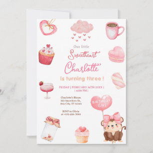 Sweet heart Valentine Birthday Party Invitation