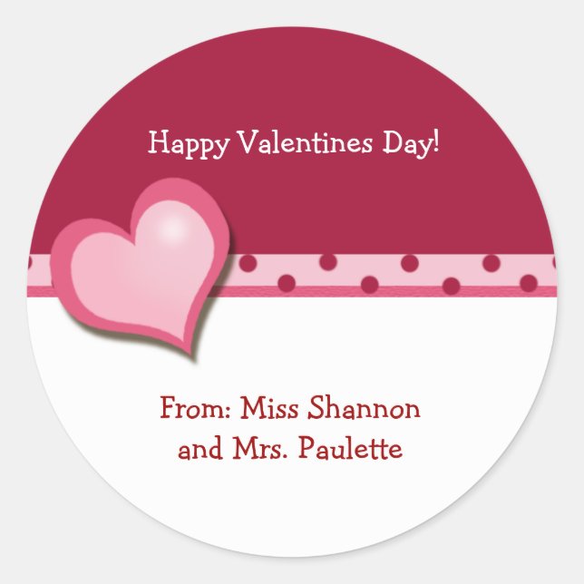 Sweet Heart Valentines Day Favour Sticker (DOTS) (Front)