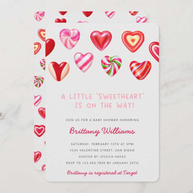 Sweet Hearts Baby Shower Invitation (Front/Back)