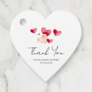 Sweet Hearts Baby Shower Thank You Heart Shaped Favour Tags