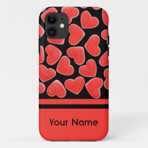 Sweet Hearts Black Name iPhone case