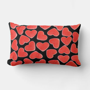 Sweet Hearts Black one side throw pillow lumbar