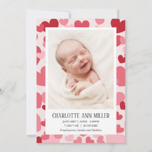 Sweet Hearts Photo Birth Announcement   Valentine 