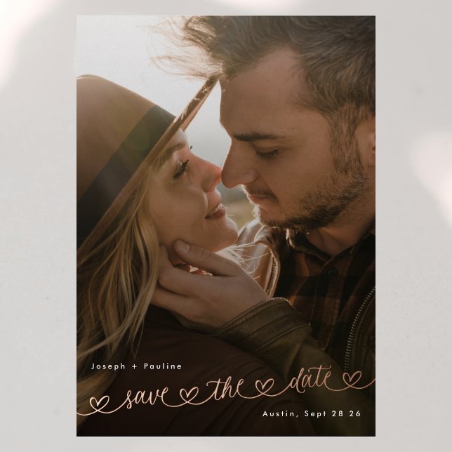 Sweet Hearts Photo Wedding Save The date Rose Gold (Creator Uploaded)