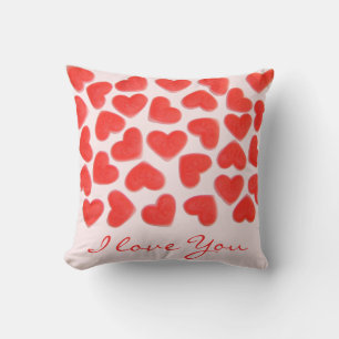 Sweet Hearts Pink 'I love You' script square Throw Pillow
