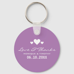 Sweet Hearts Soft Purple Wedding Thank You Keychain