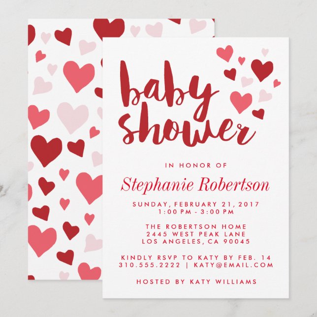 Sweet Hearts Stylish Baby Shower Invitation (Front/Back)