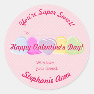 Sweet Hearts Valentines Candy Classic Round Sticker