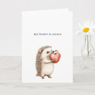 Sweet Hedgehog Heart Love Card