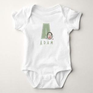 Sweet hedgehog Personalized Letter A Baby Bodysuit