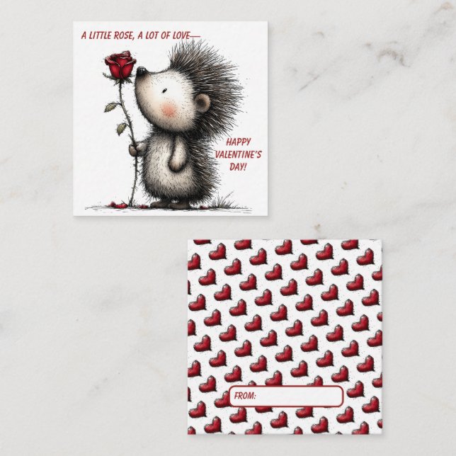 Sweet Hedgehog Valentine Card  (Front/Back)