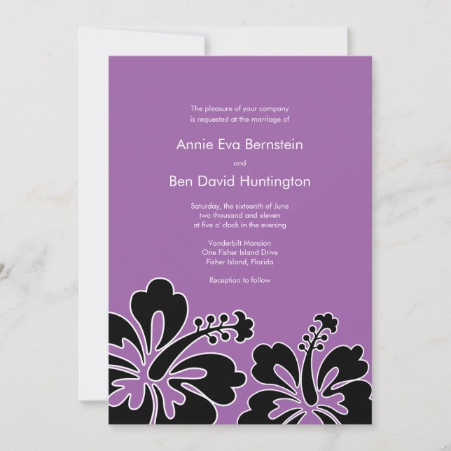 Sweet Hibiscus Wedding Invitation Card (Front)