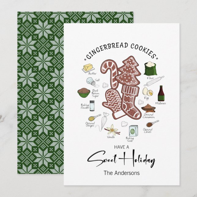 Sweet Holiday Gingerbread Carte de vacances (Devant / Derrière)